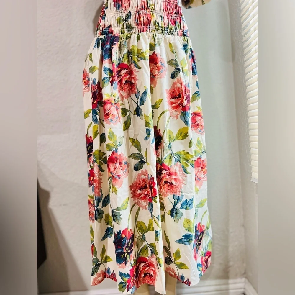 Abercrombie & Fitch Smocked Drop Waist Off Shoulder Floral Maxi Sundress NWT